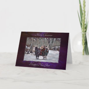 Tarjeta Festiva Christmas Card "Horse Sleigh 02"