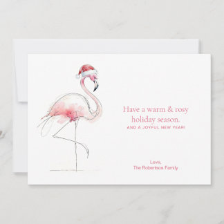 Tarjeta Festiva CHRISTMAS CARD Pink Flamingo Florida Holiday Card