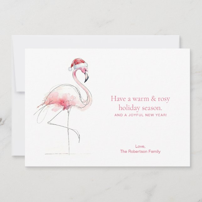 Tarjeta Festiva CHRISTMAS CARD Pink Flamingo Florida Holiday Card (Anverso)