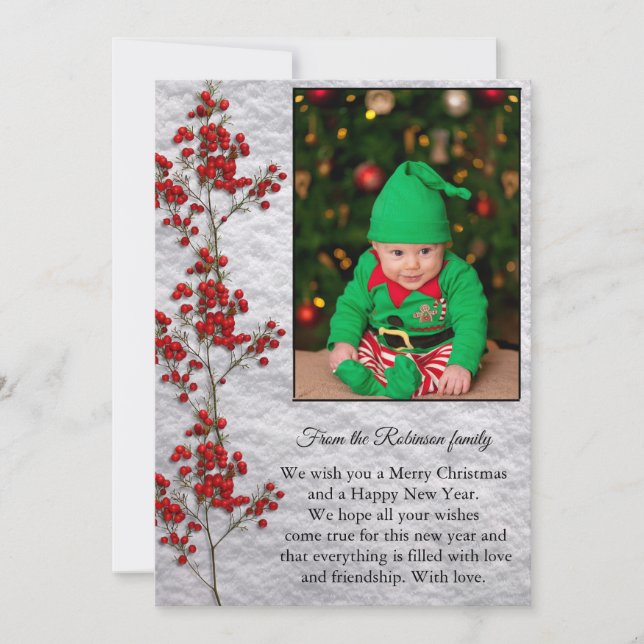 Tarjeta Festiva Christmas Card With a Smiling and Happy Baby. (Anverso)