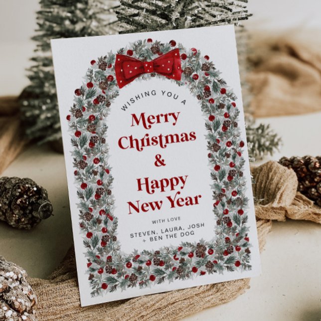 Tarjeta Festiva Christmas Card Without Photo Holiday Card Red Bow (Subido por el creador)