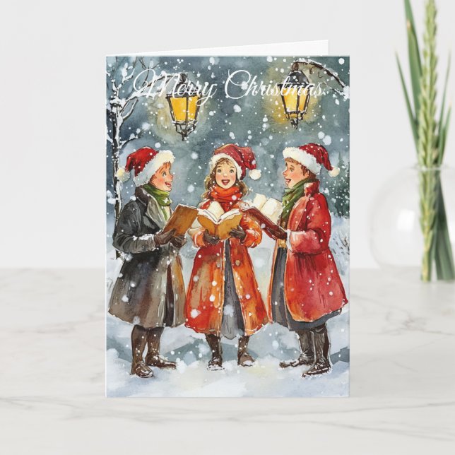 Tarjeta Festiva Christmas Carol Singers (Anverso)