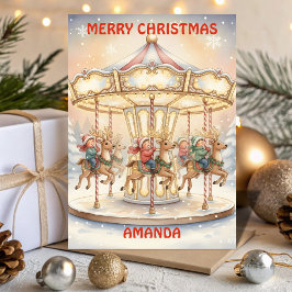 Tarjeta Festiva Christmas Carousel Magic Kids Card