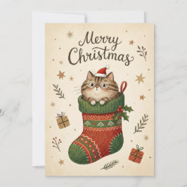 Tarjeta Festiva Christmas Cat in Stocking