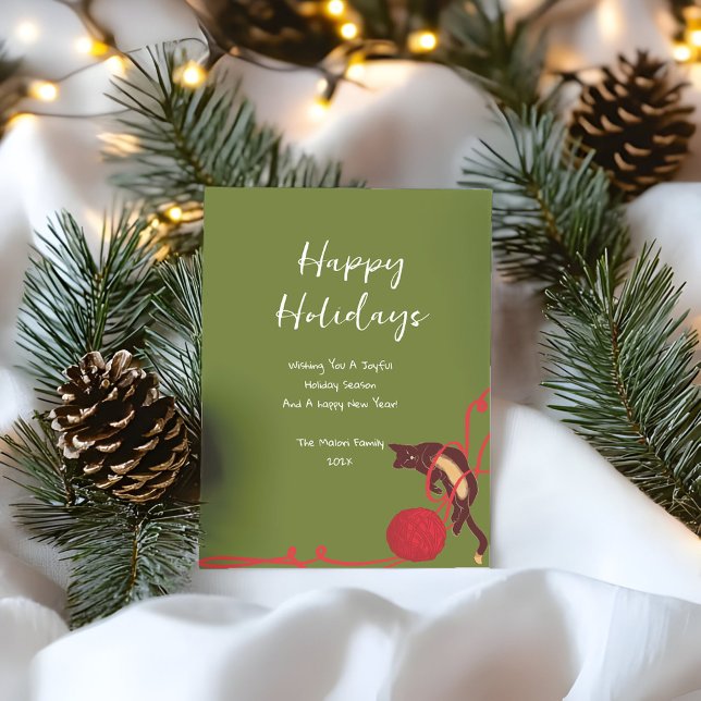 Tarjeta Festiva Christmas Cat Tangle – Festive Kitty Playtime (Subido por el creador)
