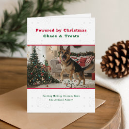 Tarjeta Festiva Christmas Chaos and Treats Funny Dog photo Folded