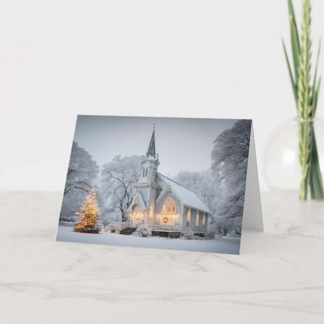Tarjeta Festiva Christmas Chapel (Anverso)