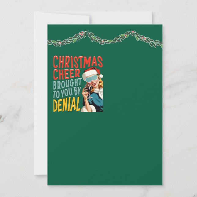 Tarjeta Festiva Christmas Cheer Brought To You By Denial (Anverso)