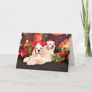 Tarjeta Festiva Christmas - Cocker - Toby, Havanese - Little T