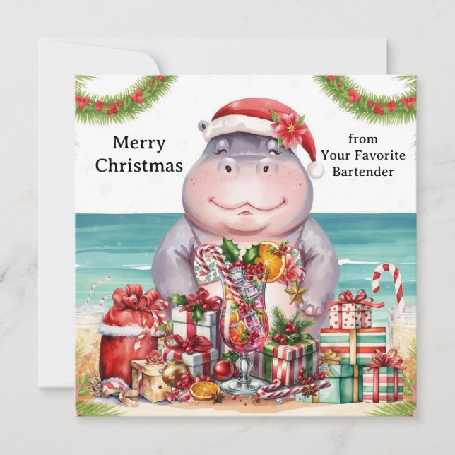 Tarjeta Festiva Christmas Cocktail Party Greeting Card  (Anverso)