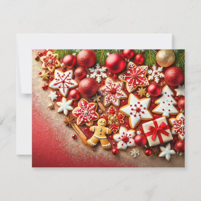 Tarjeta Festiva Christmas Cookies and Ornaments in Glitter Style (Anverso)
