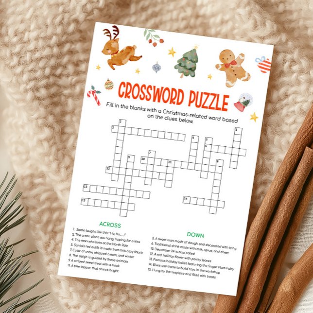 Tarjeta Festiva Christmas Crossword Puzzle Game (Christmas Party Games )