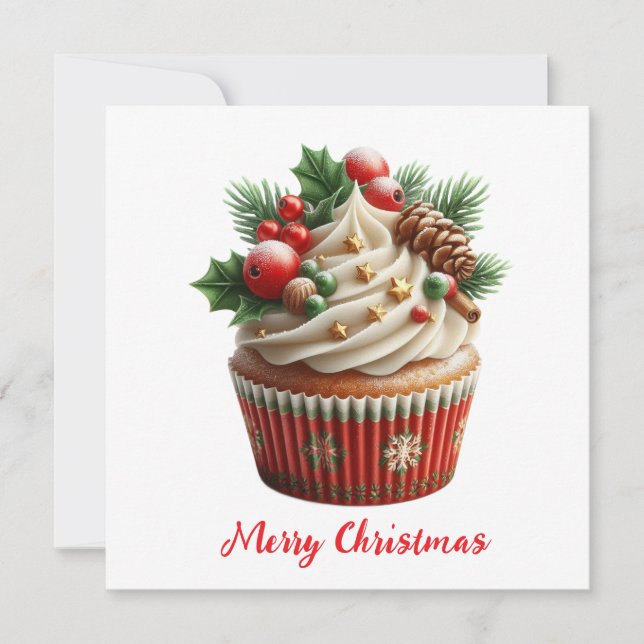 Tarjeta Festiva Christmas Cupcake (Anverso)