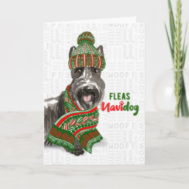 Tarjeta Festiva Christmas Cute Scottie Fleas NaviDOG
