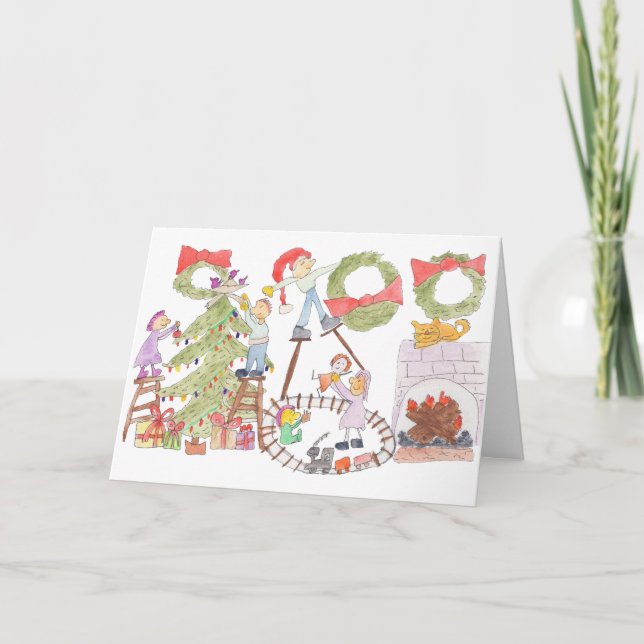 Tarjeta Festiva Christmas Decorating  (Anverso)