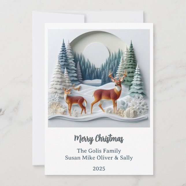 Tarjeta Festiva Christmas Deer Holiday Wildlife Personalized Card  (Anverso)