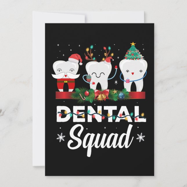 Tarjeta Festiva Christmas Dental Squad Clothing Funny Xmas Dentist (Anverso)