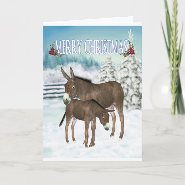Tarjeta Festiva Christmas Donkeys. christmas card (Anverso)