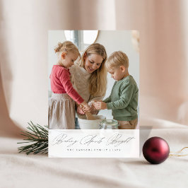 Tarjeta Festiva Christmas Elegant Script Baking Spirits Bright