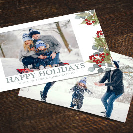 Tarjeta Festiva Christmas Elegant Winter Holly Berries 2 Photo