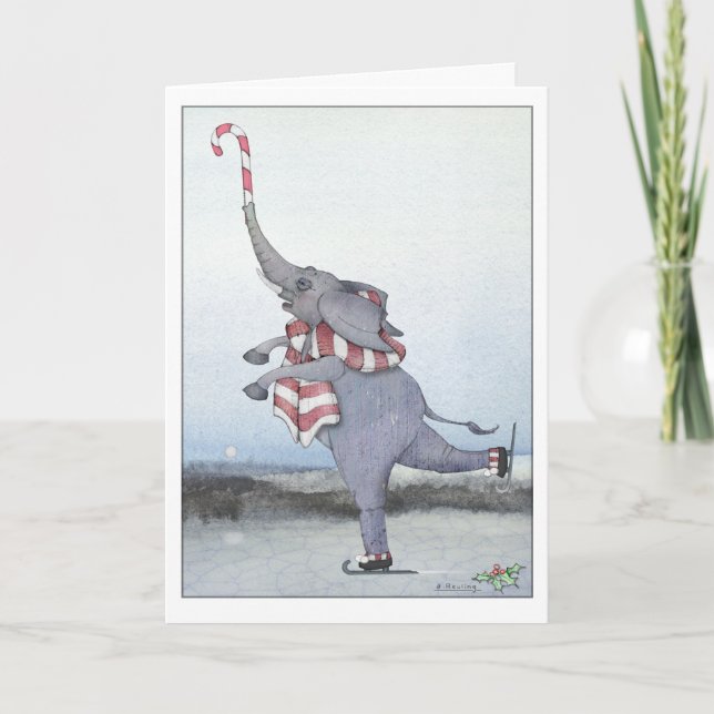 Tarjeta Festiva Christmas Elephant Holiday Card (Anverso)
