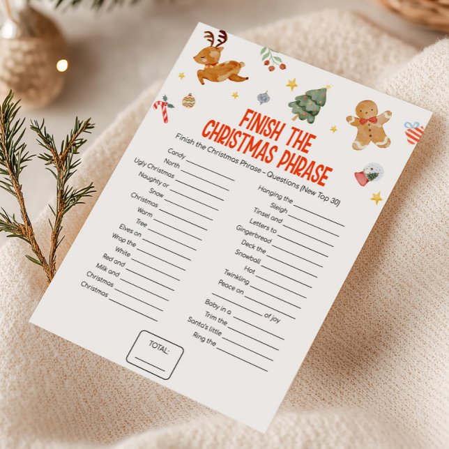 Tarjeta Festiva Christmas Finish the Christmas Phrase Game (Christmas Party Games )