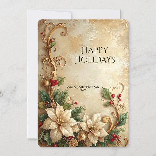 Tarjeta Festiva Christmas Floral Holiday Card (Anverso)