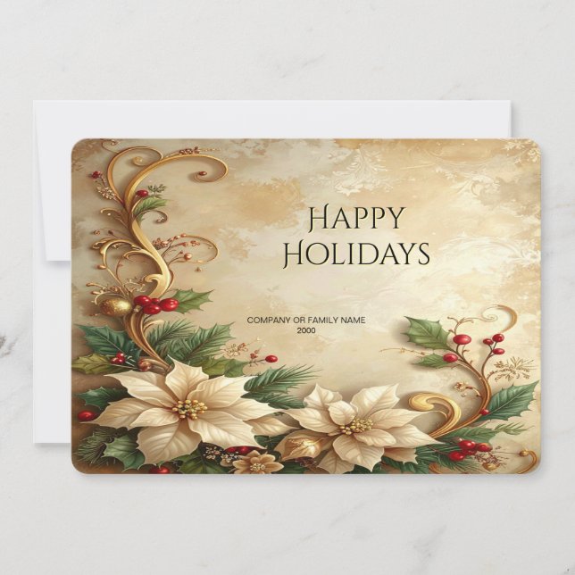 Tarjeta Festiva Christmas Floral Holiday Card (Anverso)