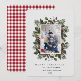 Tarjeta Festiva Christmas Floral Photo Holiday Card