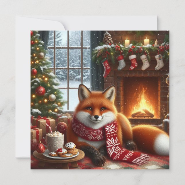 Tarjeta Festiva Christmas Fox Greeting Card (Anverso)