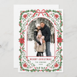 Tarjeta Festiva Christmas Funky Whimsical Red Bow Wreath 2 Photo