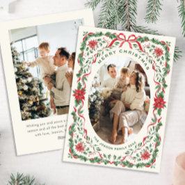 Tarjeta Festiva Christmas Funky Whimsical Red Bow Wreath 2 Photo