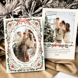 Tarjeta Festiva Christmas Funky Whimsical Red Bow Wreath 2 Photo