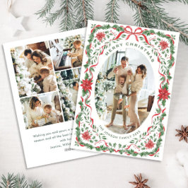 Tarjeta Festiva Christmas Funky Whimsical Red Bow Wreath 5 Photo