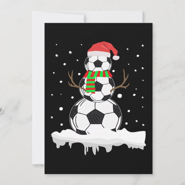 Tarjeta Festiva Christmas Funny Soccer Ball Snowman Xmas Sport (Anverso)