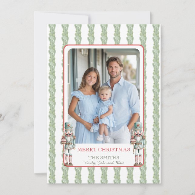 Tarjeta Festiva Christmas Garland Nutcracker Grandmillenial Photo (Anverso)