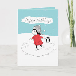 Tarjeta Festiva Christmas Girl Ice Skating Holiday Card