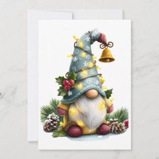 Tarjeta Festiva Christmas Gnome - Whimsical Gnome with Lights