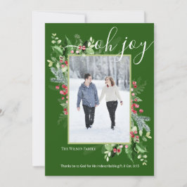 Tarjeta Festiva Christmas Greenery Photo Calligraphy Religious