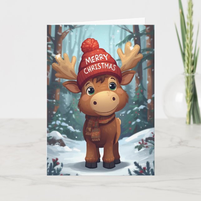 Tarjeta Festiva Christmas Greeting Moose  (Anverso)