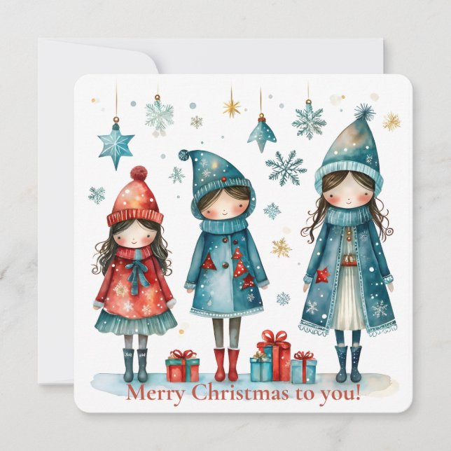 Tarjeta Festiva Christmas Greeting Postcard (Anverso)