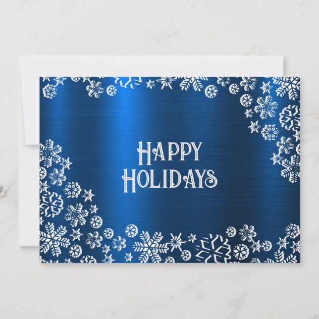 Tarjeta Festiva Christmas Greeting White Snowflakes Navy Blue (Anverso)