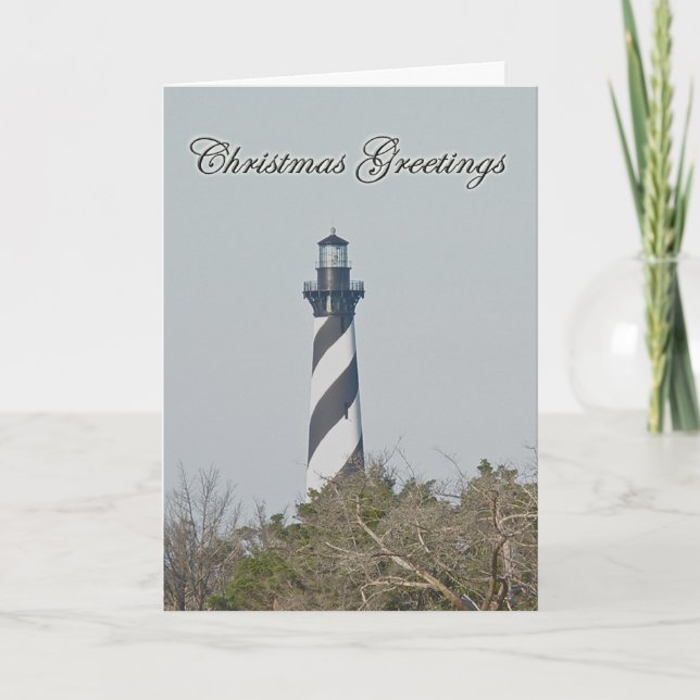 Tarjeta Festiva Christmas Greetings - Cape Hatteras Lighthouse (Anverso)