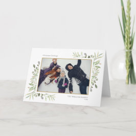 Tarjeta Festiva Christmas Greetings Modern Photo Elegant Greenery