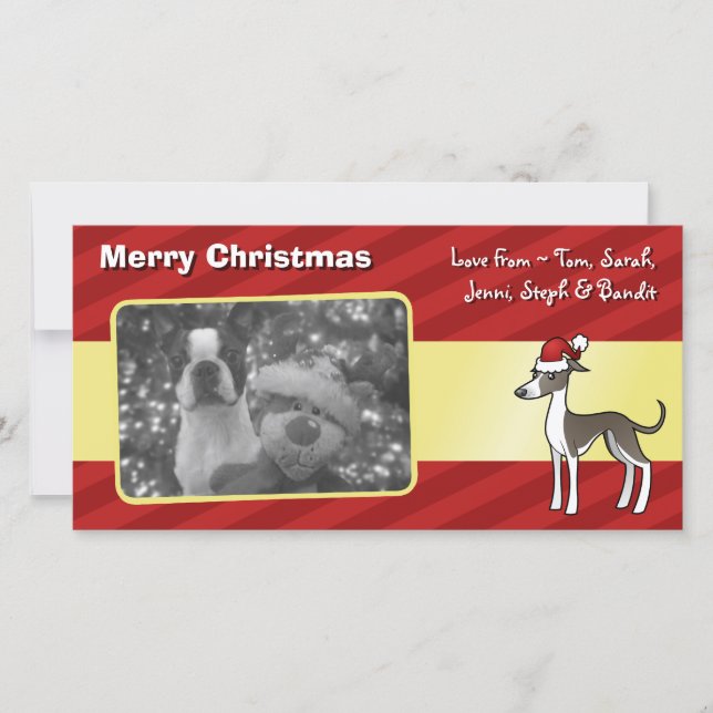 Tarjeta Festiva Christmas Greyhound / Whippet / Italian Greyhound (Anverso)