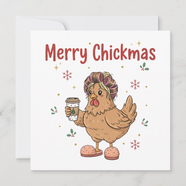 Tarjeta Festiva Christmas Hen Merry Chickmas  (Anverso)