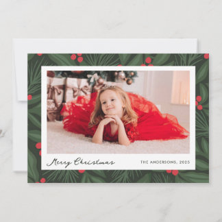 Tarjeta Festiva Christmas Holiday Berries Photo Card
