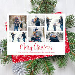 Tarjeta Festiva Christmas Holiday Multi 6 Photo Red Snowflake<br><div class="desc">This design features a Christmas holiday multi-photo collage 6 six,  with snowflake red,  simple festive snow winter elegant,  family picture 6 photo grid,  trendy stylish calligraphy script,  whimsical typography text design,  Christmas holiday photo greeting cards,  simple minimalist minimal layout,  red and white whimsical pattern,  basic clean photo layout template</div>