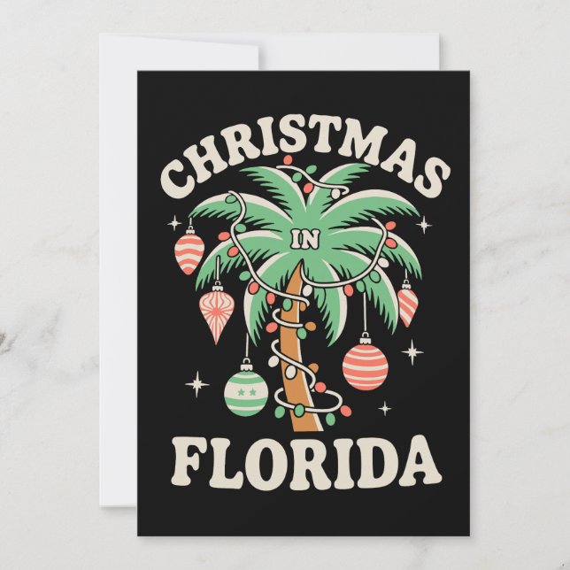Tarjeta Festiva Christmas In Florida Palm Tree Xmas Lights Winter (Anverso)