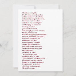 Tarjeta Festiva Christmas Isn't Gifts Non Photo Holiday Poem Card
